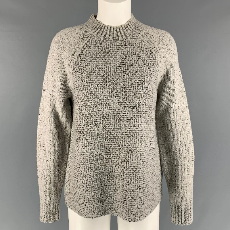 VINCE Size S Black Off White Wool Blend Textured Crew-Neck Sweater Chenille Brocade Lace VINCE Size S Black Off White Wool Blend Textured Crew-Neck Sweater Chenille Brocade Lace