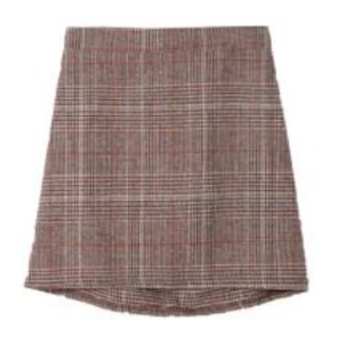 Check Wool Mini Skirt - Free (XS-M) low waist skirt