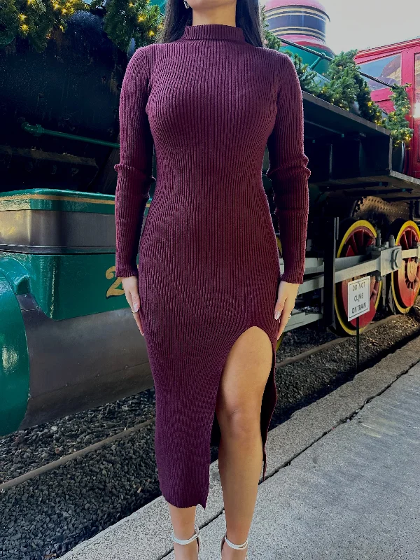 Plum Sweater Dress Neon Metallic Matte