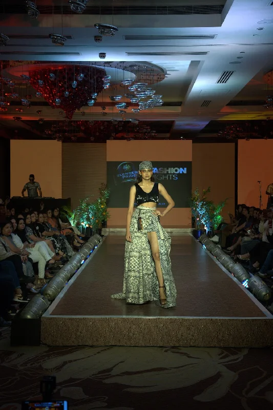 Black & White Tribal Print Skirt & Top velvet skirt glossy