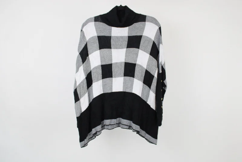 Joseph A Soft Plaid Turtle Neck Sweater | XL Plaid Sweater Polka Dot Checkered
