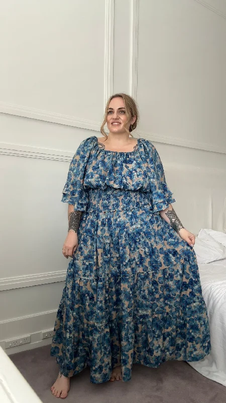 Delilah Skirt - Blue Floral wool skirt sturdy