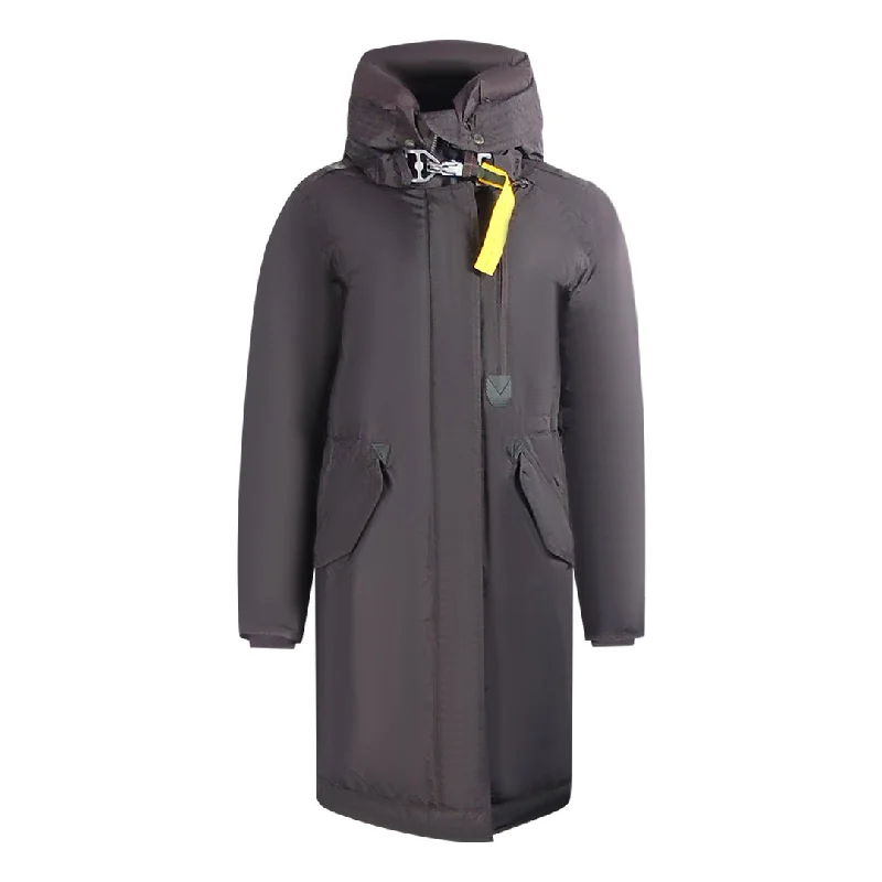 Parajumpers Tank Obsidian Dark Brown Hooded Down Jacket Wool Fabric Cashmere Fabric Tweed Fabric