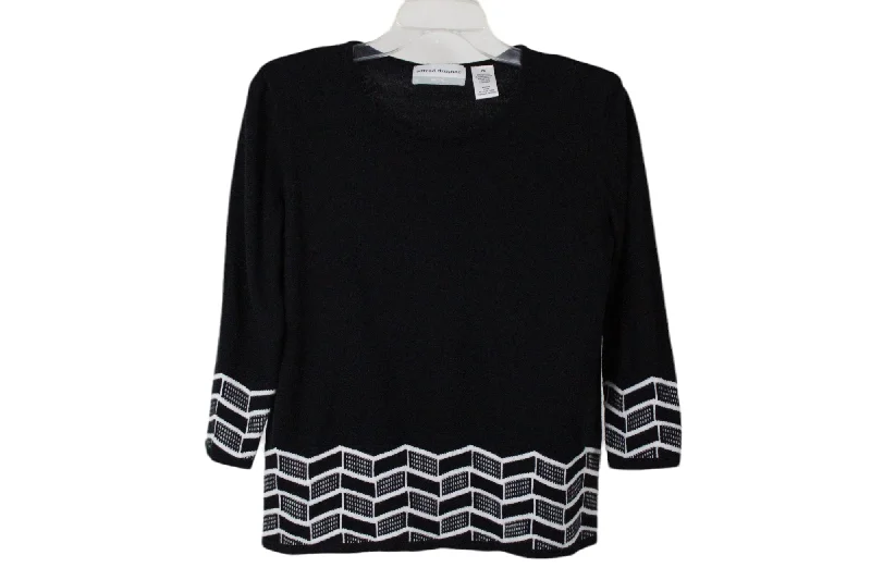 Alfred Dunner Black Knit Sweater | S Petite Layered Multi-layer Single Layer