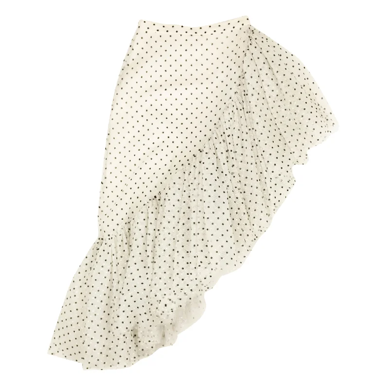 Rodarte Flocked Tulle Asmmetric Skirt - White/Black velvet skirt glossy