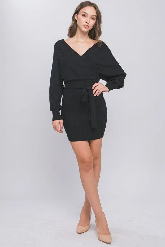 FINAL SALE Chrissy Sweater Dress Houndstooth Herringbone Solid