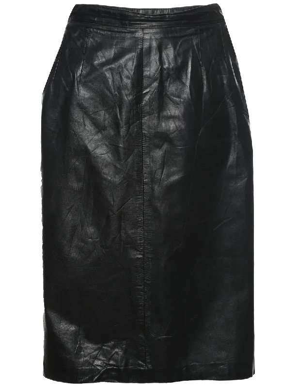 Black Leather Skirt - S lace skirt romantic