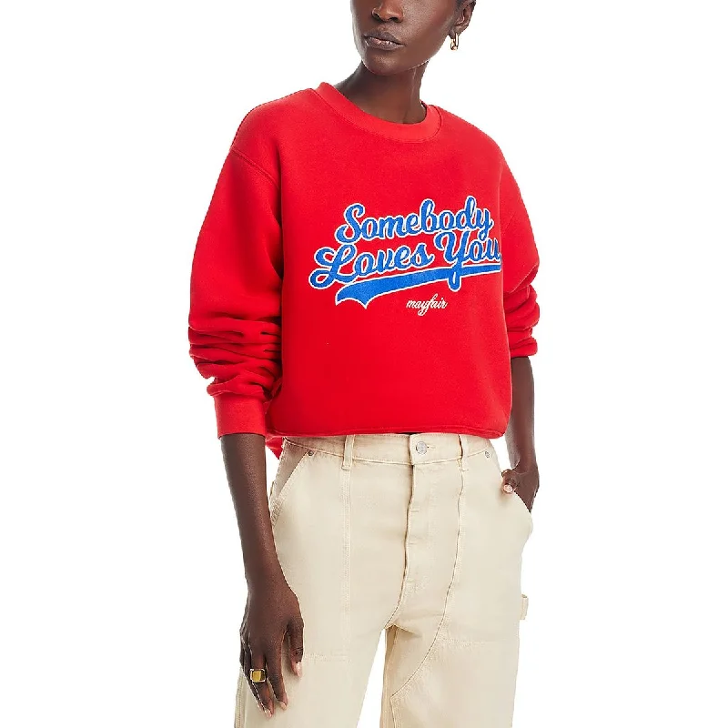 The Mayfair Group Womens Grapic Long Sleeve Crewneck Sweater Mesh Sweater Canvas Denim The Mayfair Group Womens Grapic Long Sleeve Crewneck Sweater Mesh Sweater Canvas Denim