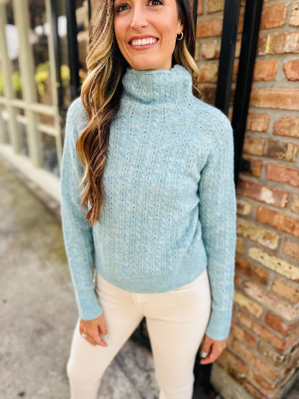 Zeke Sweater- Aqua Welt Pockets Slit Pockets Flap Pockets