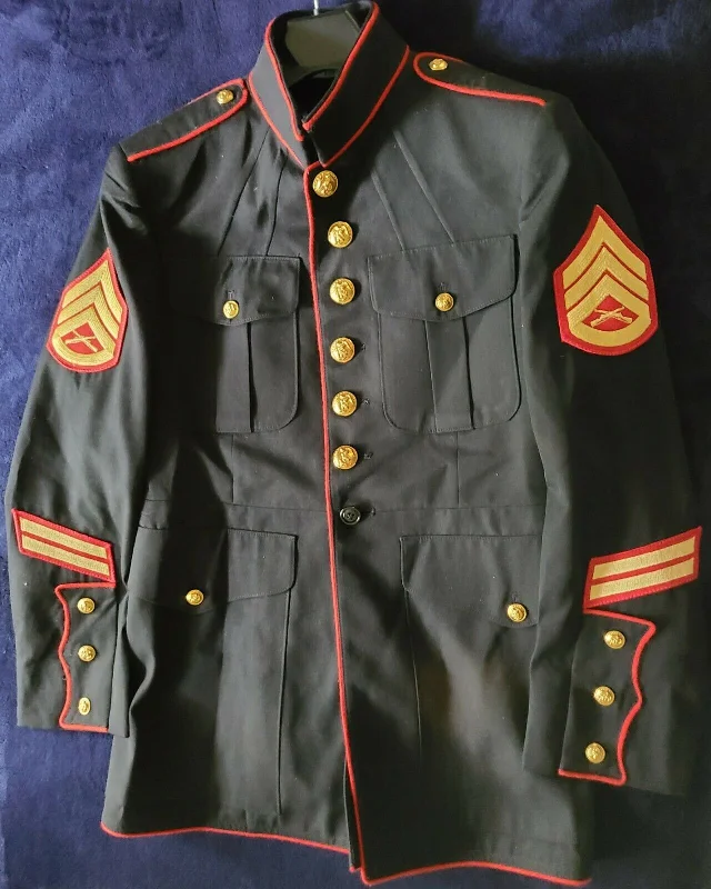Authentic 42R USMC Dress Blue Jacket Stand-Up Collar Roll-Neck Collar Turtle Neck