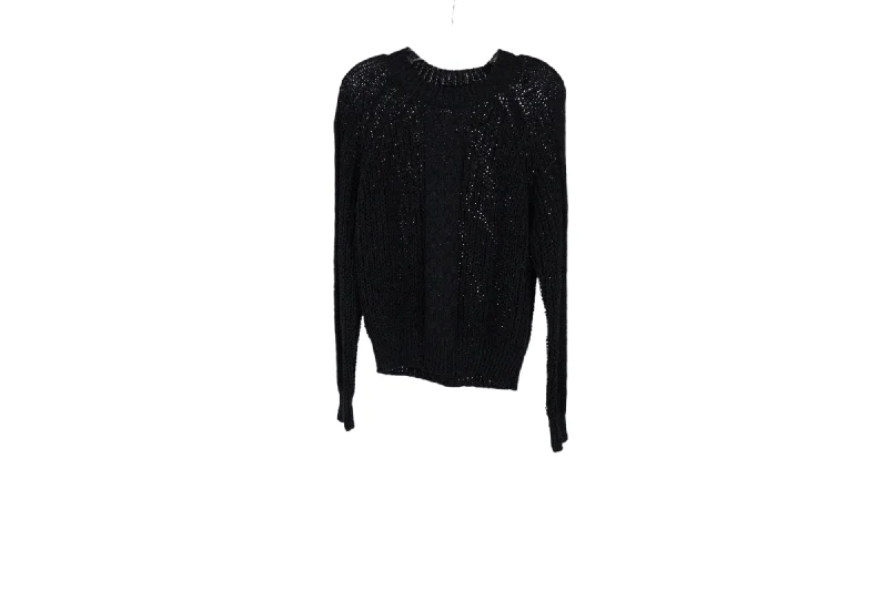 NEW Jun & Ivy Black Knit Sweater | M Welt Pockets Slit Pockets Flap Pockets
