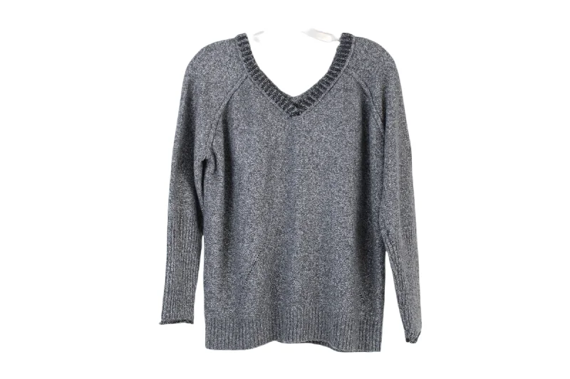 Democracy Soft Thick Knit Gray Sweater | M Solid Color Striped Floral Print