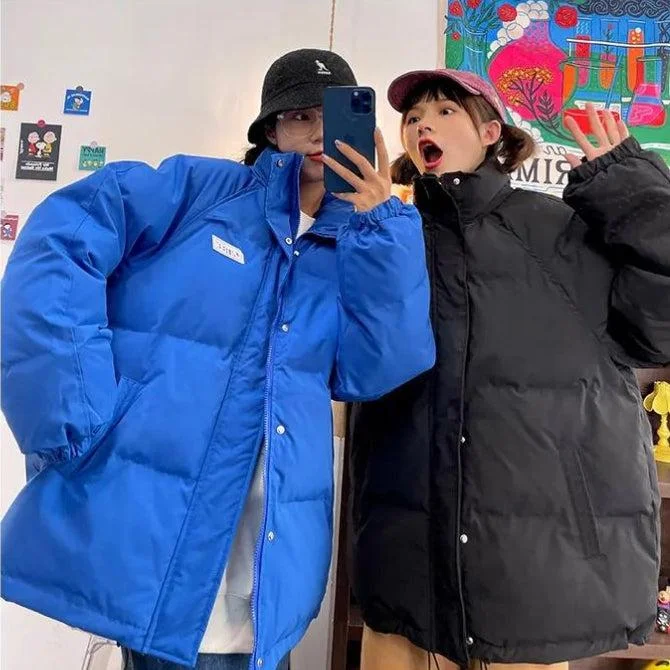 Indie High Neck Puffer Jacket Hooded Jacket Caped Jacket Shawl Collar Jacket
