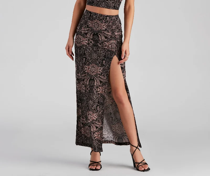 Bohemian Chic Maxi Skirt silk skirt sleek