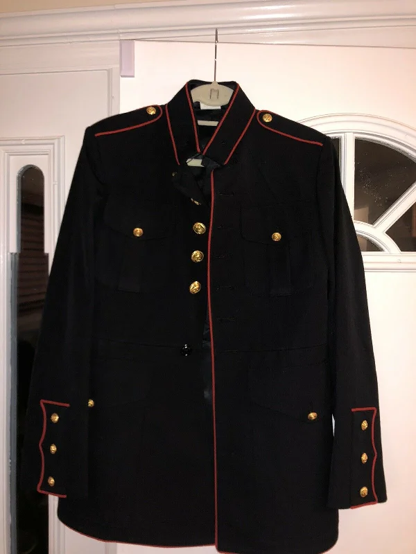 Authentic 40R USMC Dress Blue Jacket Welt Pockets Slit Pockets Flap Pockets