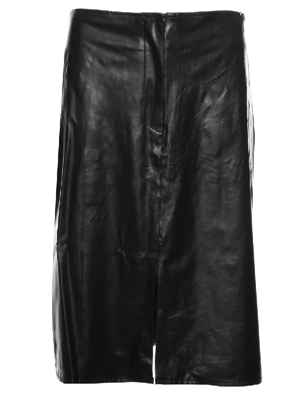 Black Leather Skirt - L leather skirt bold