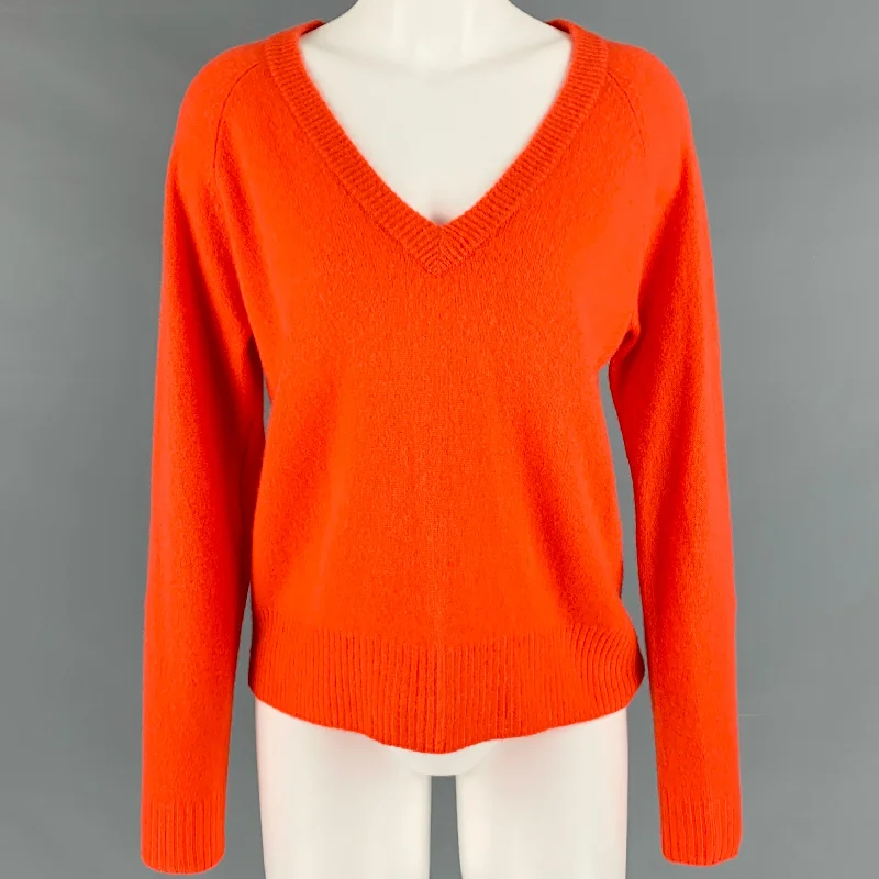 REFORMATION Size XS Orange Cashmere V Neck Sweater High Neck Crew Neck V-Neck