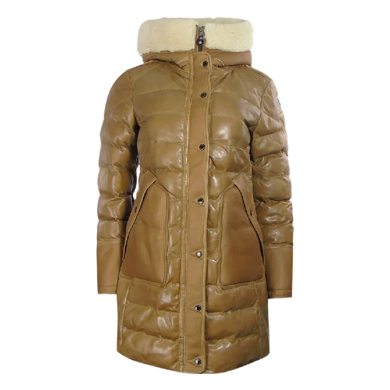 Parajumpers Demi Special Brown Long Leather Down Jacket Satin Jacket Silk Jacket Chiffon Jacket Parajumpers Demi Special Brown Long Leather Down Jacket Satin Jacket Silk Jacket Chiffon Jacket