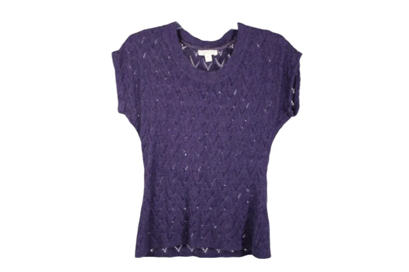 Coldwater Creek Purple Knit Short Sleeved Sweater | S Wool Fabric Cashmere Fabric Tweed Fabric Coldwater Creek Purple Knit Short Sleeved Sweater | S Wool Fabric Cashmere Fabric Tweed Fabric