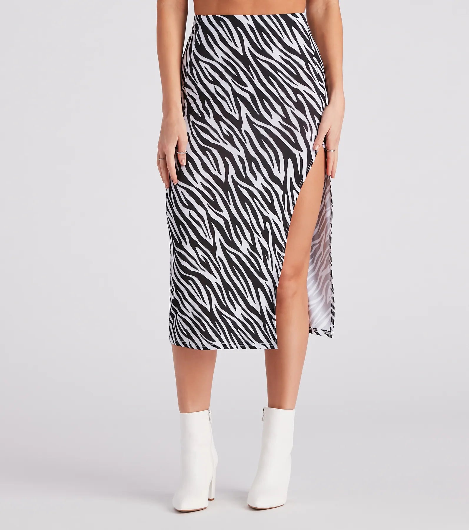 Wild Style Zebra Print Midi Skirt a-line skirt cut