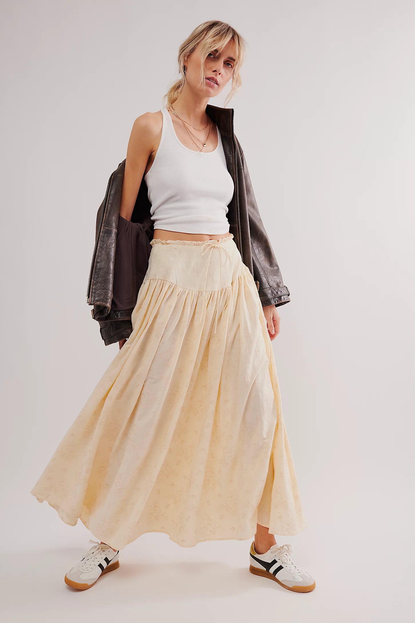 Cream Gigi Maxi Skirt high slit skirt