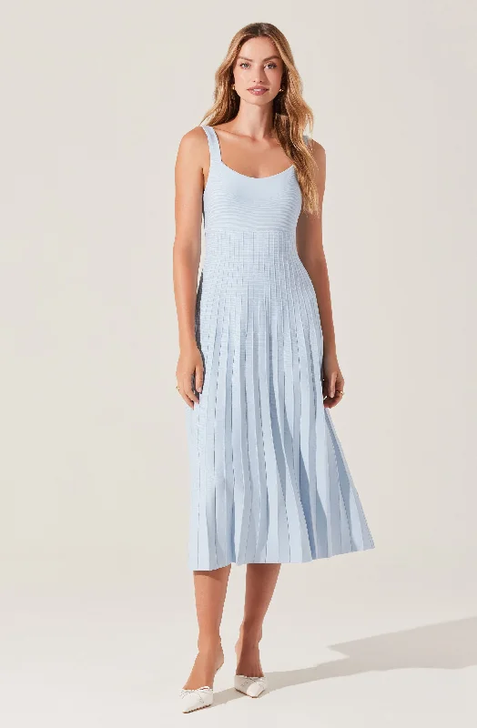 Aylin Pleated Midi Sweater Dress Notch Collar Peter Pan Collar Cowl Neck