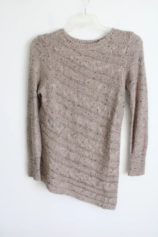 Dressbarn Tan Purple Sequined Asymmetrical Sweater | M Chenille Blend Fleece Blend Nylon Blend Dressbarn Tan Purple Sequined Asymmetrical Sweater | M Chenille Blend Fleece Blend Nylon Blend