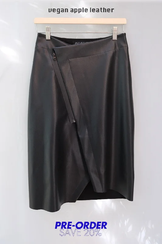 KAI SKIRT / vegan apple leather a-line skirt cut