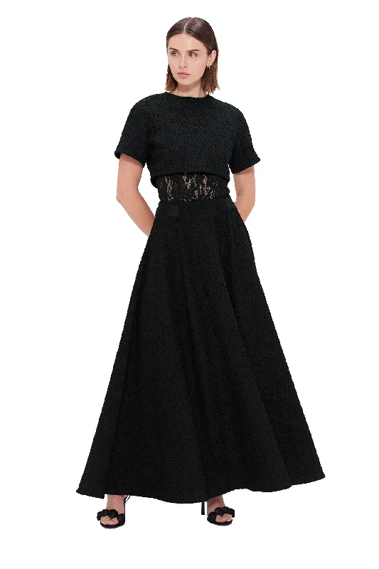 Leo Lin Rafaela Tweed Maxi Skirt - Ebony wrap skirt elegant