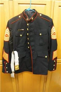 Authentic 42S USMC Dress Blue Jacket w/ Belt (Rare Size) Knit Fabric Woven Fabric Fleece Fabric Authentic 42S USMC Dress Blue Jacket w/ Belt (Rare Size) Knit Fabric Woven Fabric Fleece Fabric