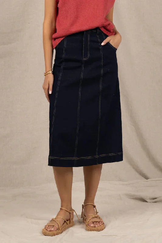 Humidity - Saturn Skirt, Dark Blue silk skirt elegant