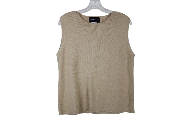 Sag Harbor Tan Knit Sweater Vest | L Cotton Fabric Linen Fabric Terry Fabric