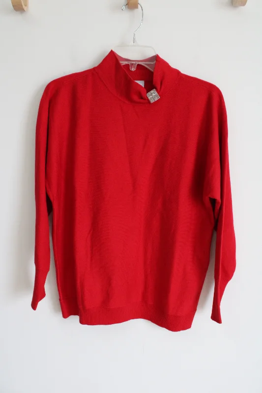 Chico's Red Knit Mock Neck Sweater | 1 (M) Long Sweater Short Sweater Cropped Sweater Chico's Red Knit Mock Neck Sweater | 1 (M) Long Sweater Short Sweater Cropped Sweater