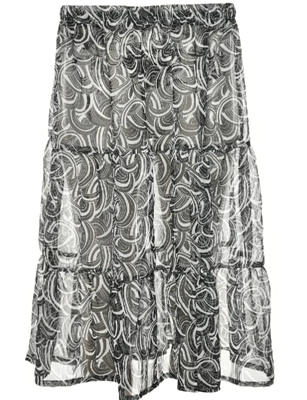 Black Midi Skirt - M silk skirt luxurious