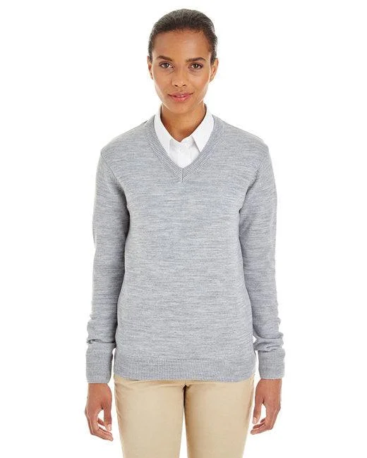 Harriton Ladies' Pilbloc  V-Neck Sweater M420W Striped Floral Plaid