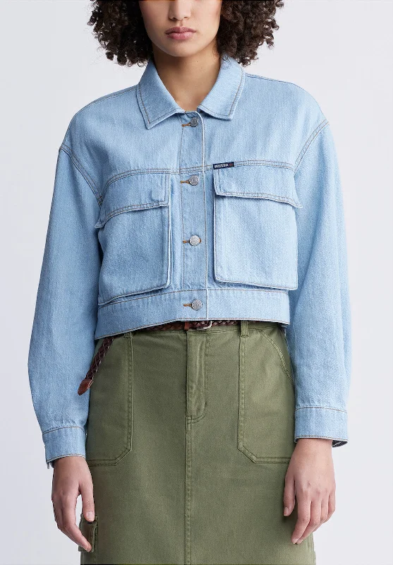 Teagan Women's Boxy Denim Jacket in Bleached Blue - BL15967 Anorak Shell Jacket Lightweight Jacket Teagan Women's Boxy Denim Jacket in Bleached Blue - BL15967 Anorak Shell Jacket Lightweight Jacket
