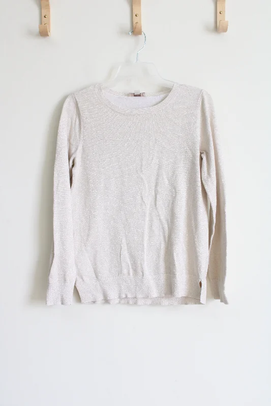 LOFT Gold Shimmer Knit Sweater | S Terry Terry Cloth Terry Knit