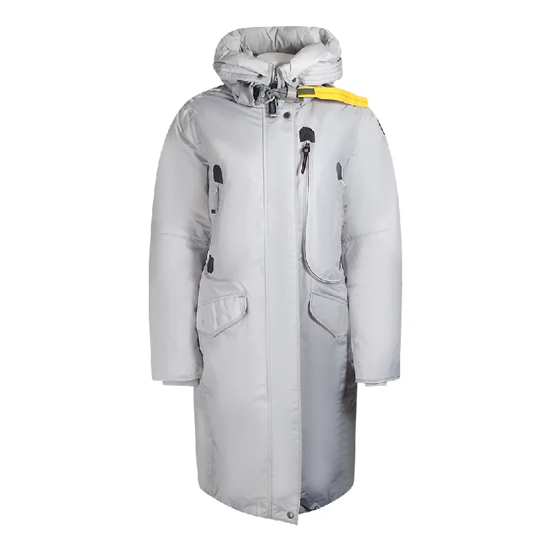 Parajumpers Dilly Silver Down Jacket Boat Neck Shawl Collar Notched Collar