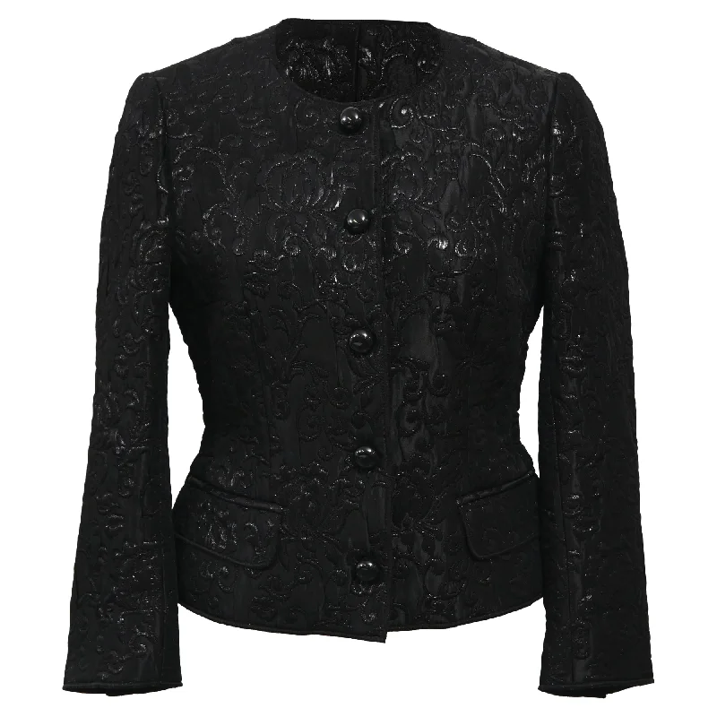 Dolce & Gabbana Jacquard Evening Jacket in Black Polyester Appliqued Jacket Beaded Jacket Sequined Jacket Dolce & Gabbana Jacquard Evening Jacket in Black Polyester Appliqued Jacket Beaded Jacket Sequined Jacket