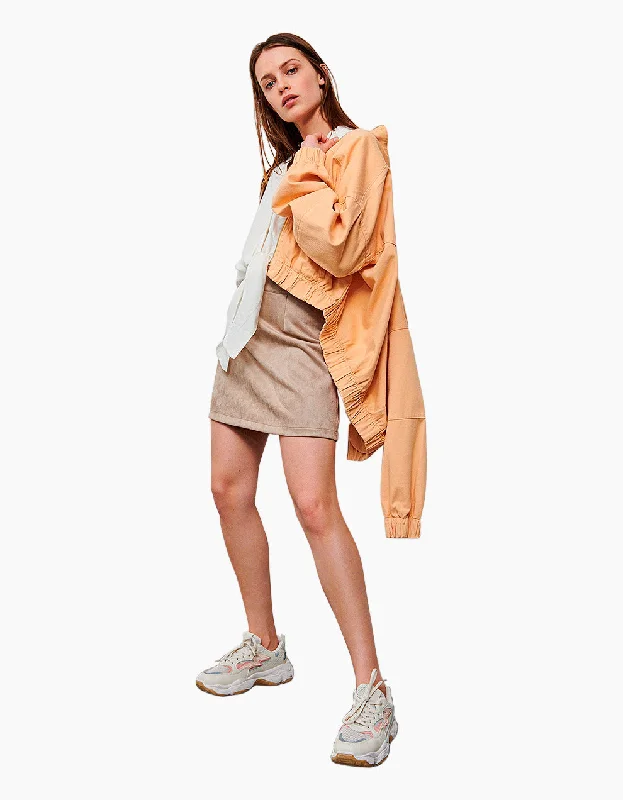 Suede Leather Mini Skirt velvet skirt plush