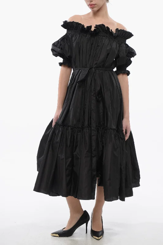 Dior Silk Flared Maxidress With Flounced Skirt leather skirt sleek