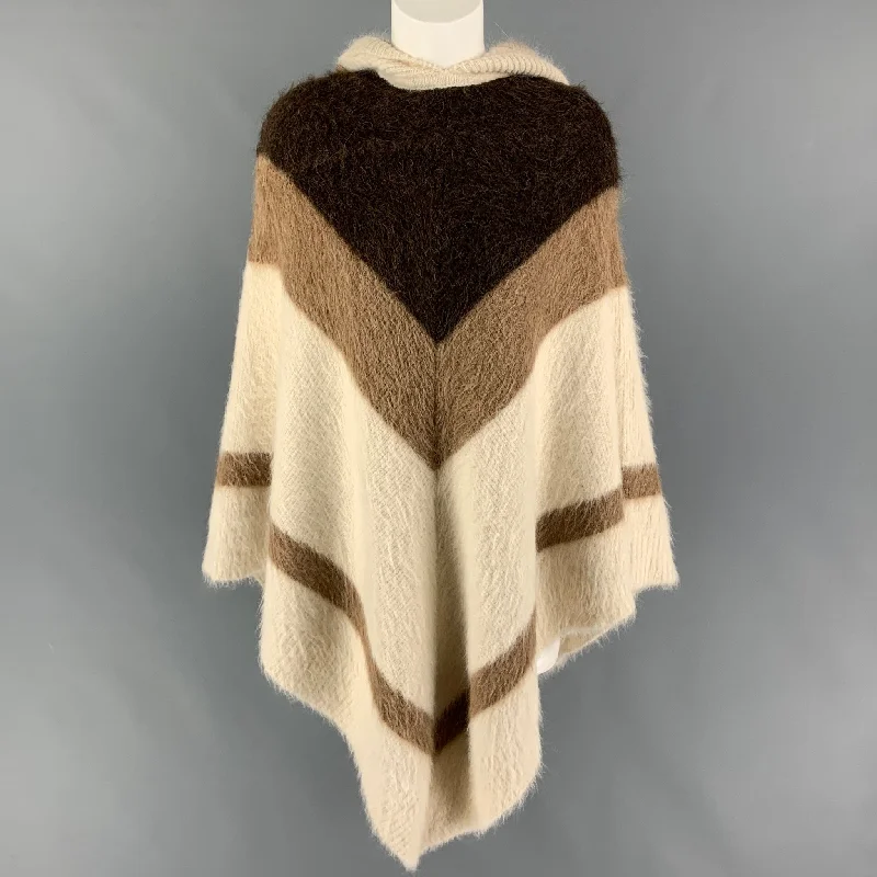 CELINE Size XS Cream Brown Alpaca Blend Color Block Poncho Sweater Lightweight Heavyweight Midweight CELINE Size XS Cream Brown Alpaca Blend Color Block Poncho Sweater Lightweight Heavyweight Midweight