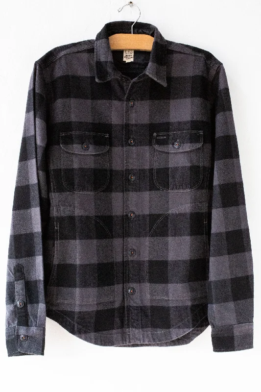 Anvil Plaid Shirt Jacket Hooded Jacket Caped Jacket Shawl Collar Jacket