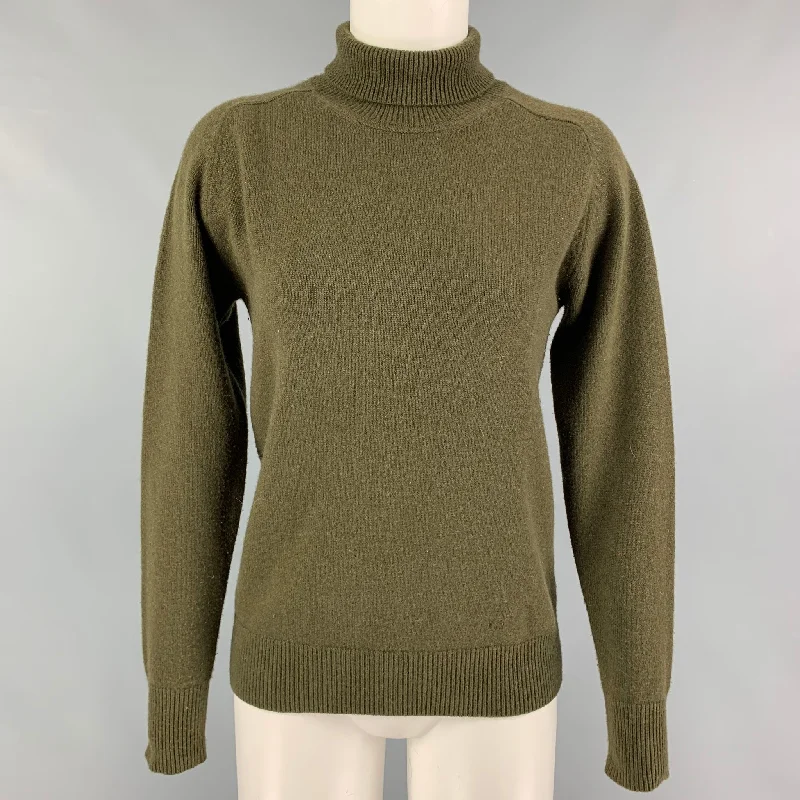 VICTORIA BECKHAM Size S Olive Cashmere Turtleneck Sweater Stretchy Elastic Breathable VICTORIA BECKHAM Size S Olive Cashmere Turtleneck Sweater Stretchy Elastic Breathable