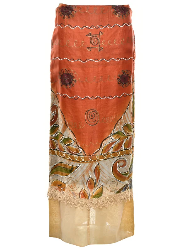 Abstract Pattern Full Skirt - M lace skirt romantic