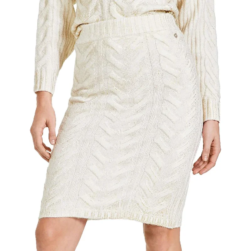 Guess Womens Diane Metallic Sweater Skirt Midi Skirt Open Front Closed Front Wrap Front Guess Womens Diane Metallic Sweater Skirt Midi Skirt Open Front Closed Front Wrap Front