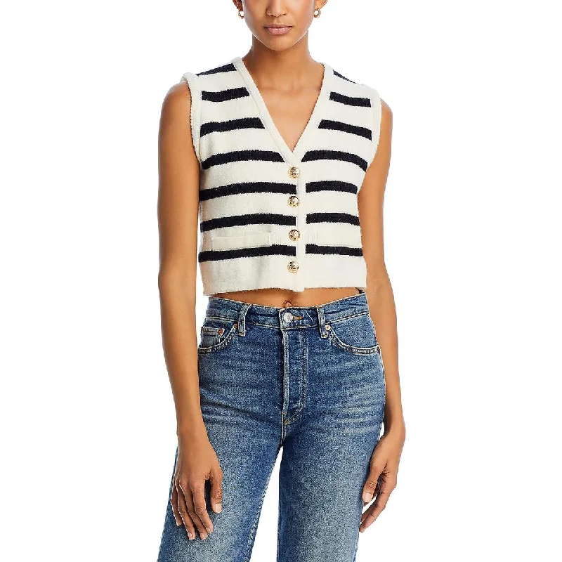 Line & Dot Womens Tumi Striped Button-Down Tank Top Sweater Soft Cozy Warm