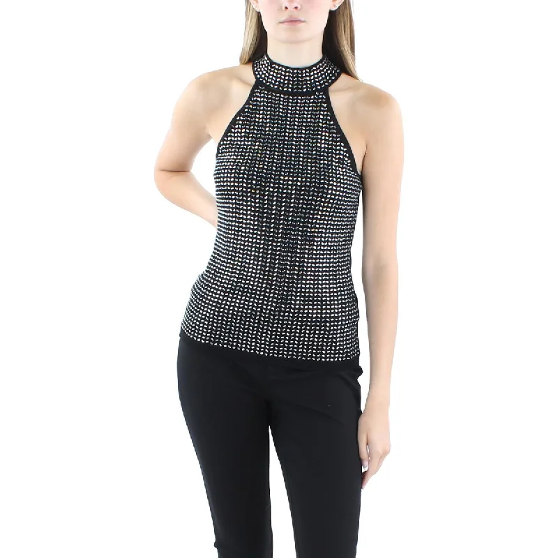 Guess Womens Celeste Halter Embellished Tank Top Sweater Thin Thick Dense