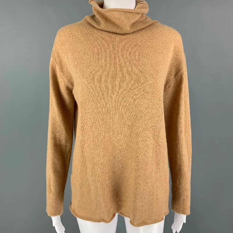PIAZZA SEMPIONE Size L Camel Knitted Mock Neck Sweater Spandex Blend Rayon Blend Denim Blend PIAZZA SEMPIONE Size L Camel Knitted Mock Neck Sweater Spandex Blend Rayon Blend Denim Blend