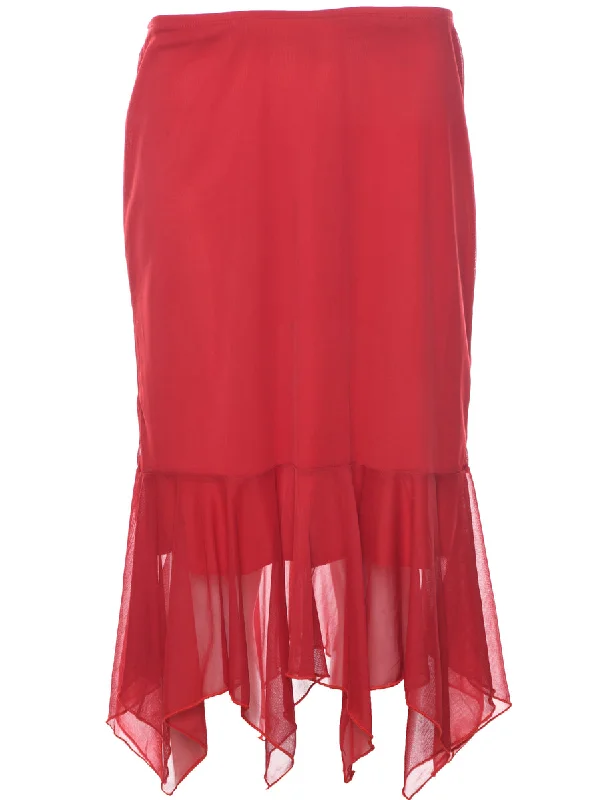 Asymmetric Hem Y2K Midi Skirt - L maxi skirt elegant